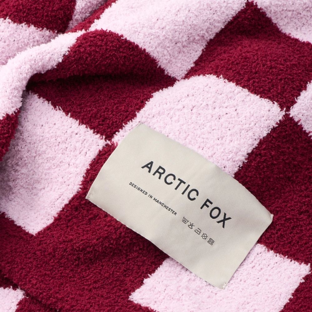 Pink Checkerboard Super Soft Teddy Fleece Throw