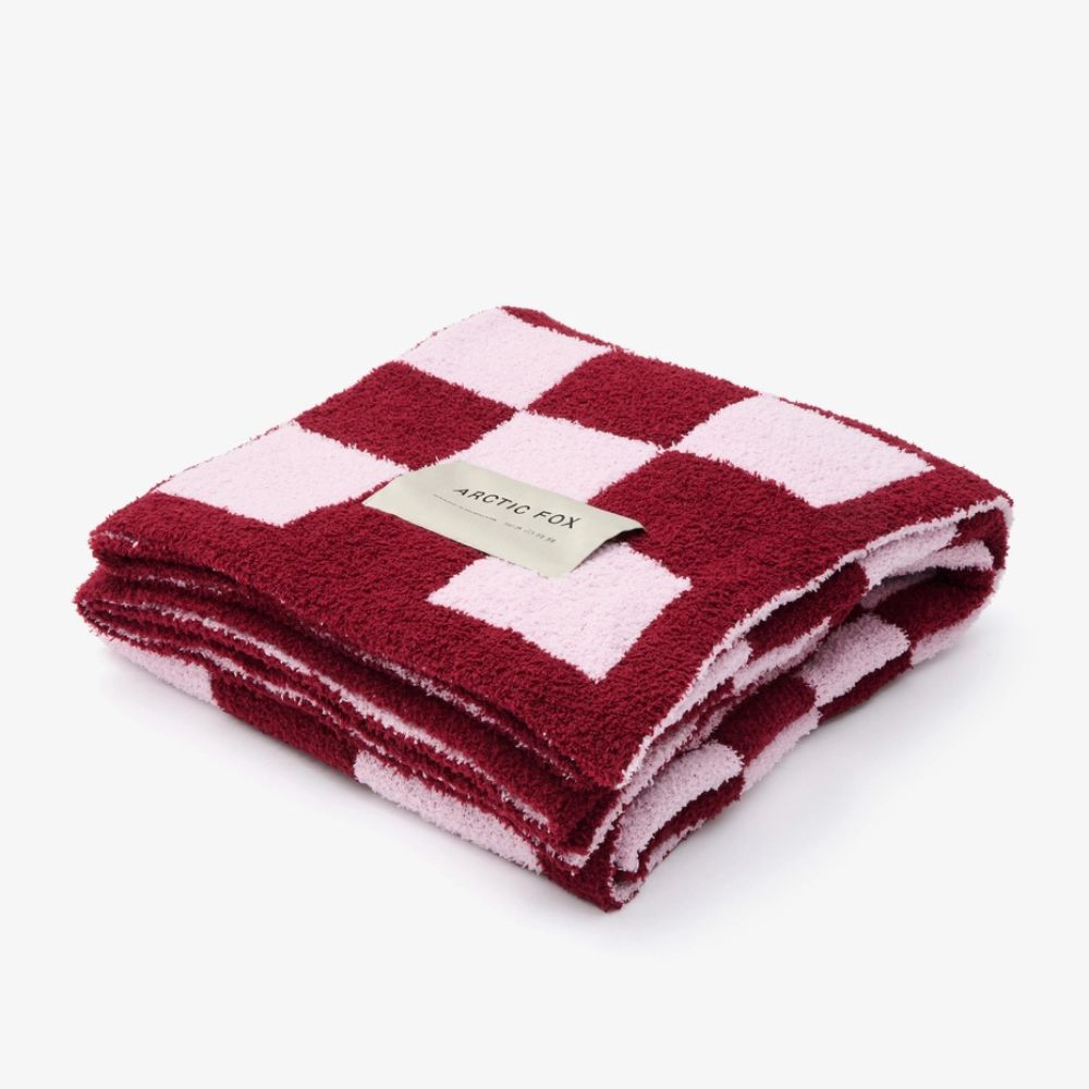 Pink Checkerboard Super Soft Teddy Fleece Throw