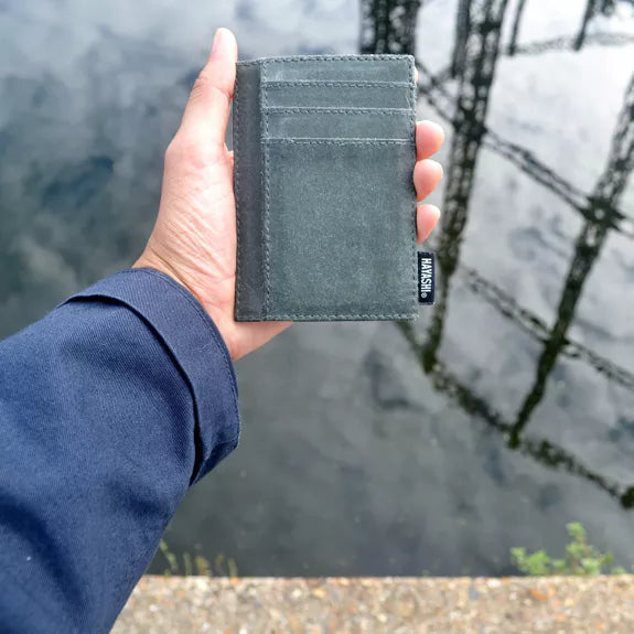 Vegan Leather Card Holder - Bottle Grey