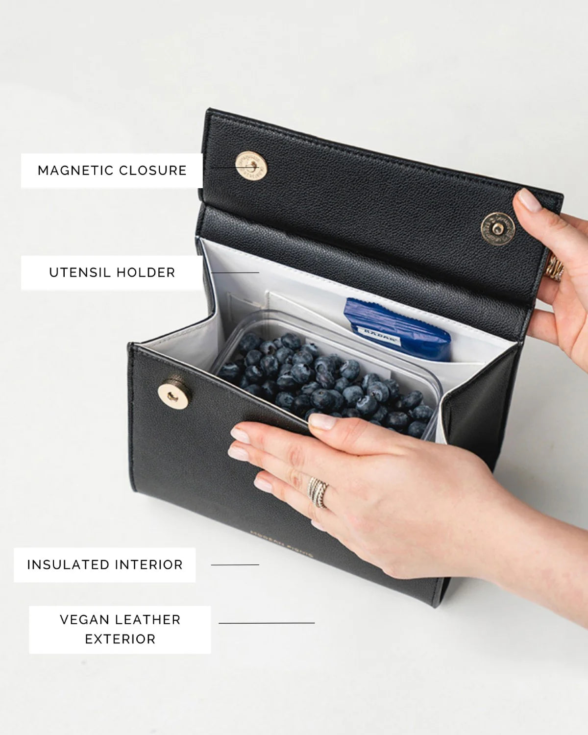 Small Black Luxury Lunch Bag by Modern Picnic