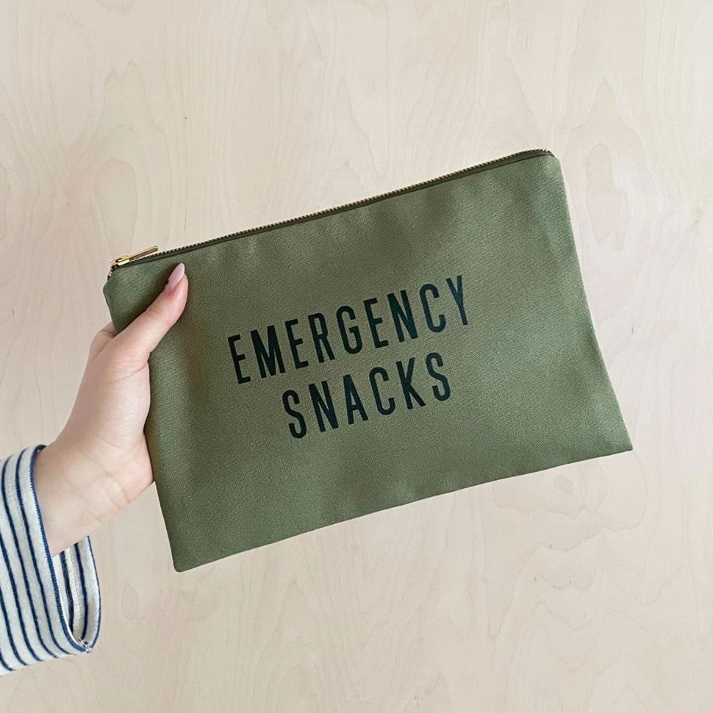 Emergency Snacks Canvas Zip Pouch – 2 Colours