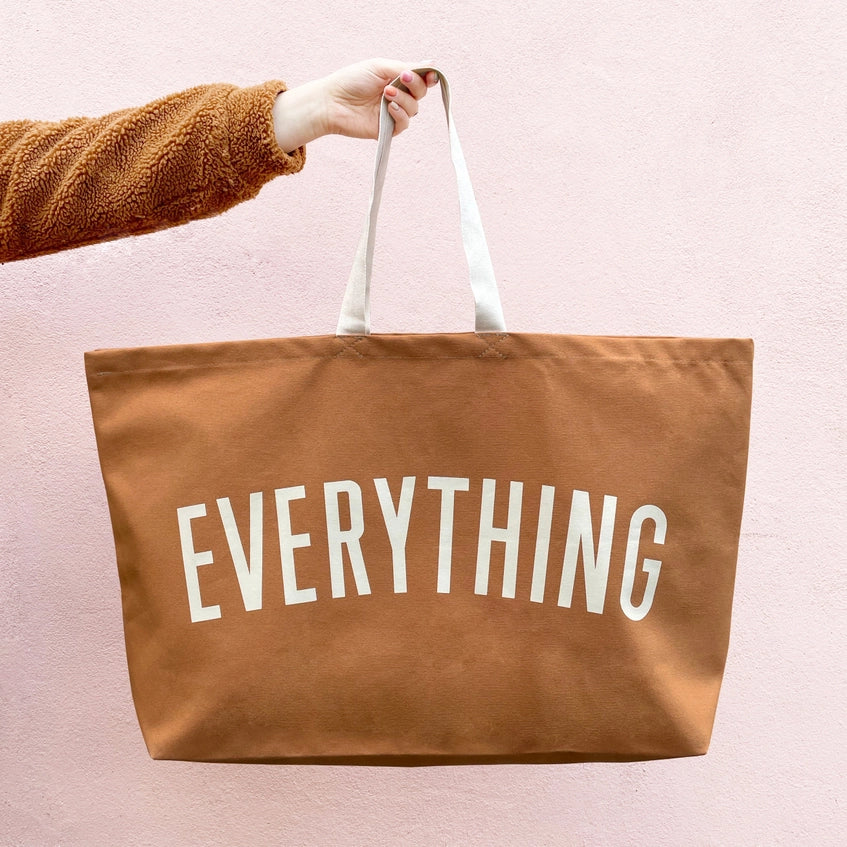 Tan Brown Oversized Tote Bag - Everything - By Alphabet Bags