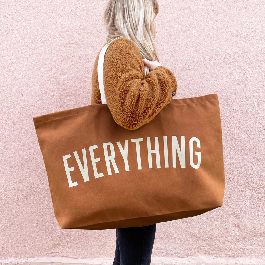 Tan Brown Oversized Tote Bag - Everything - By Alphabet Bags
