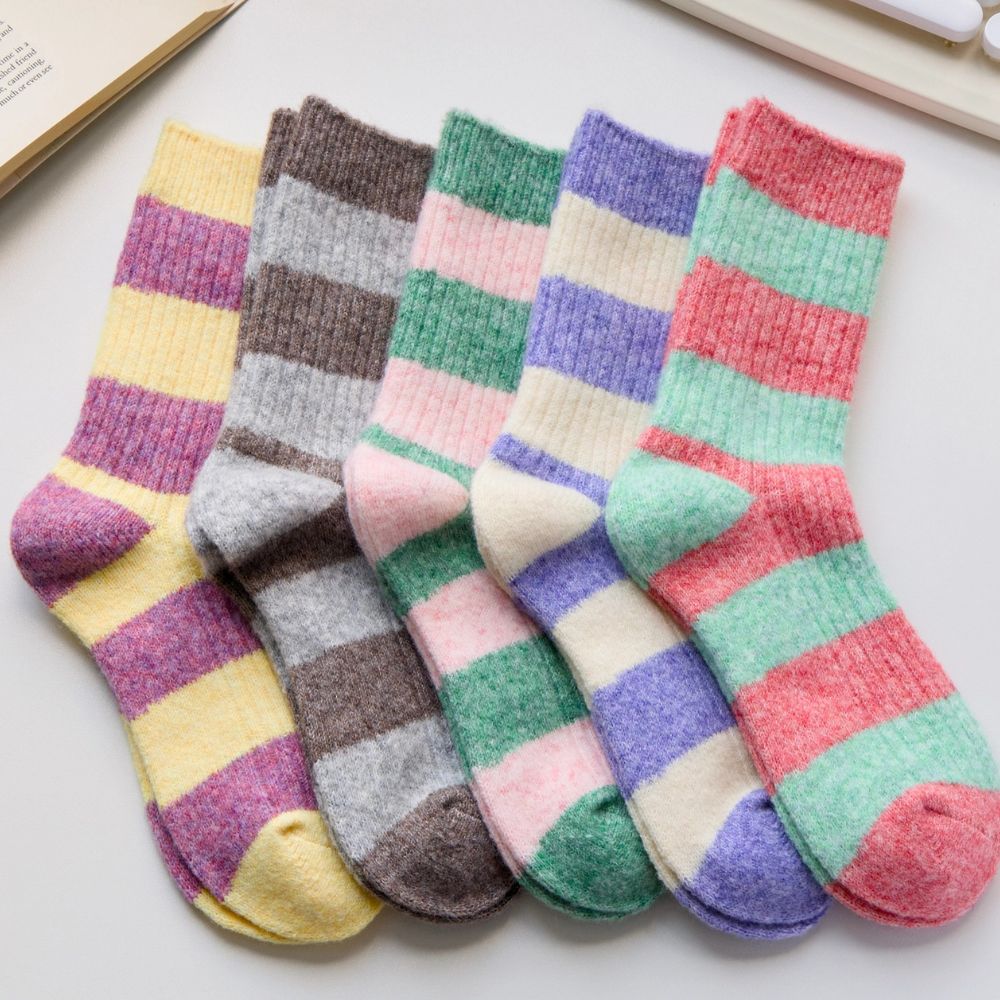 Soft Striped Cashmere Blend Socks – 4 Colours