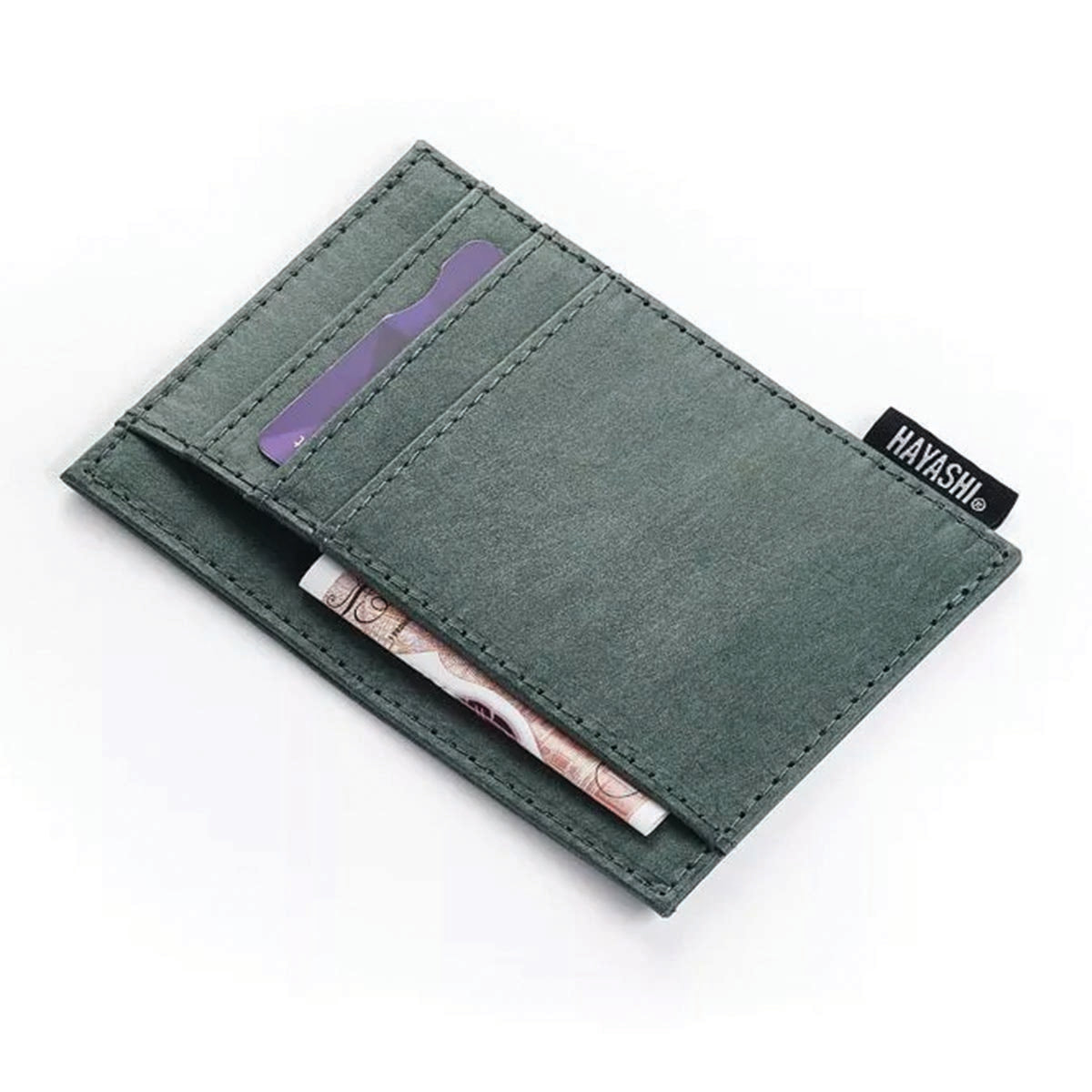 Vegan Leather Card Holder - Bottle Grey
