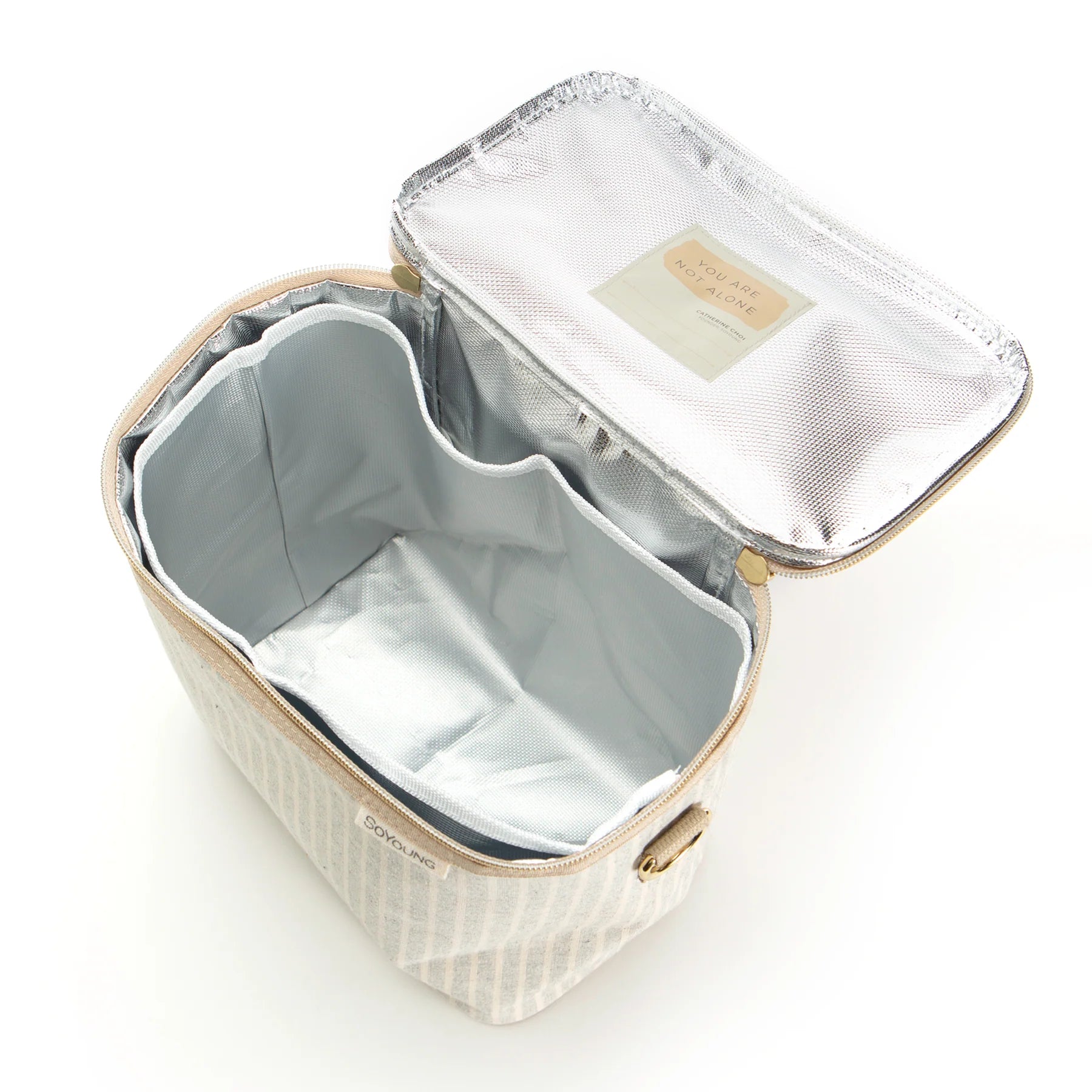 Interior of the insulated lunch bag, showing the removable insert