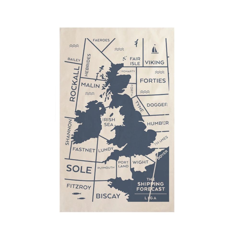 Shipping Forecast Organic Cotton Tea Towel - Pasoluna
