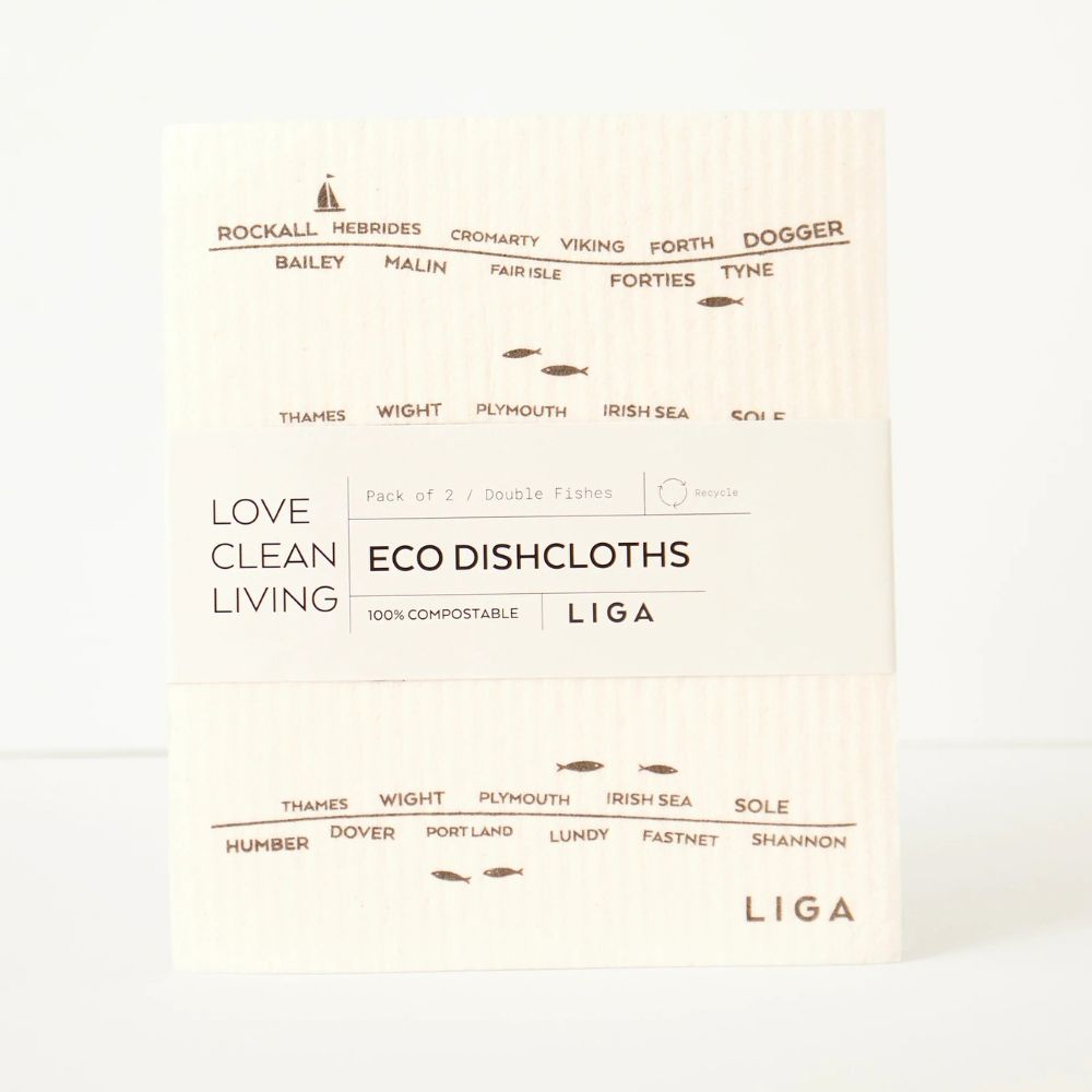 Set of 2 Shipping Forecast Swedish Dishcloths by Liga - Pasoluna