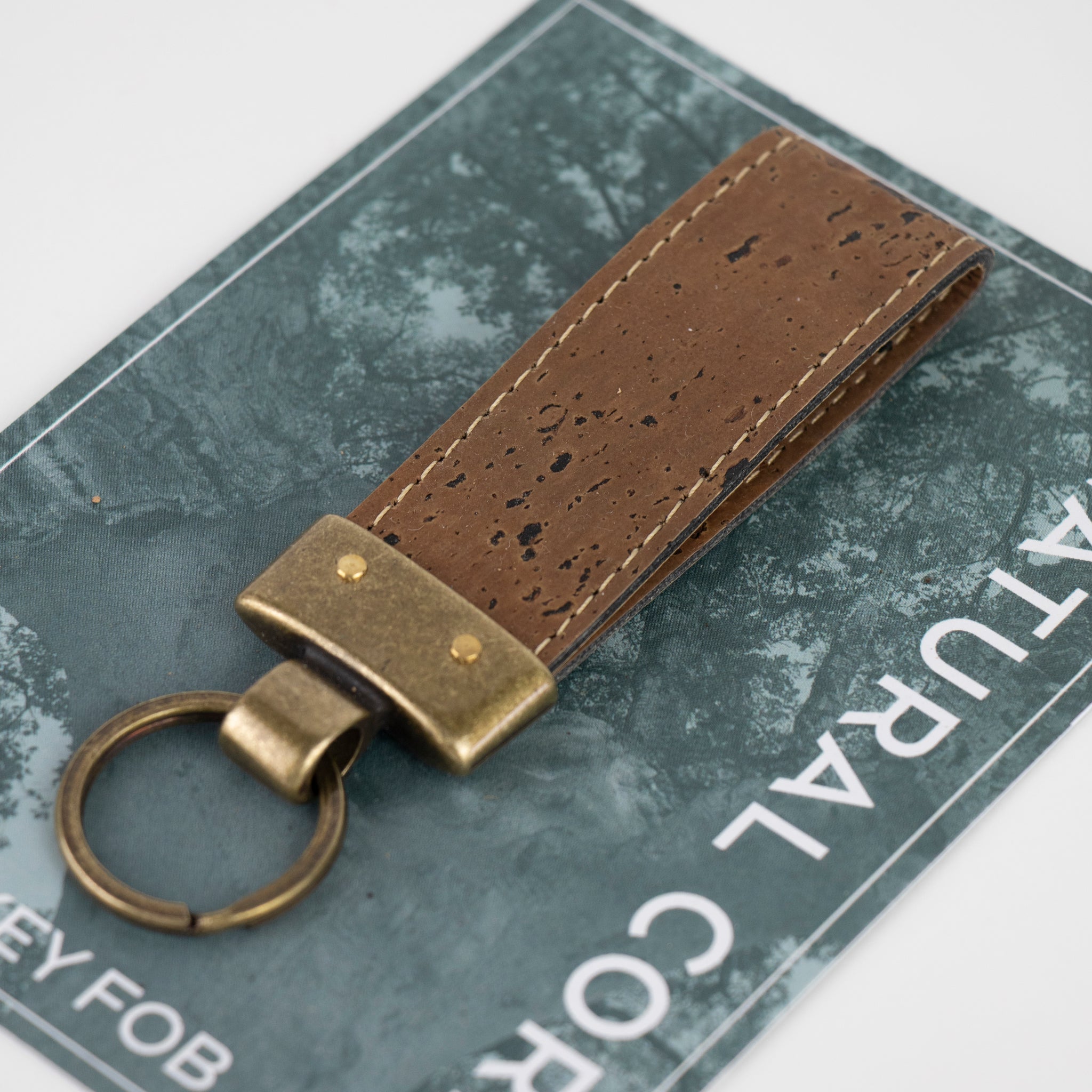 Dark brown cork keyring