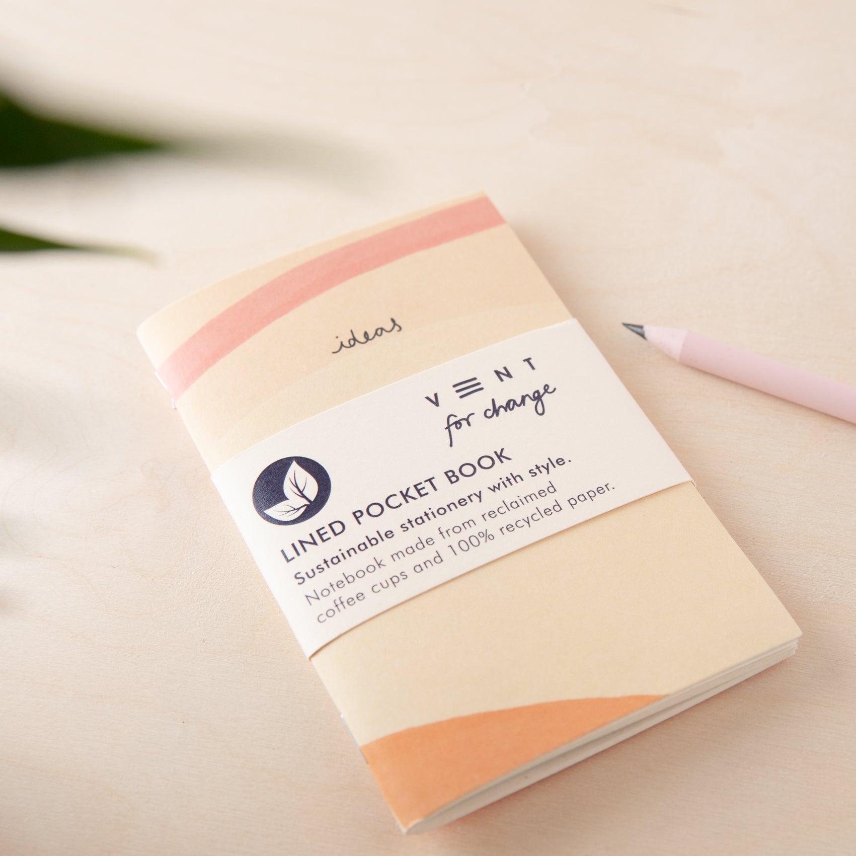 Recycled Mini Notebook & Bookmark - Cream Lined - Pasoluna