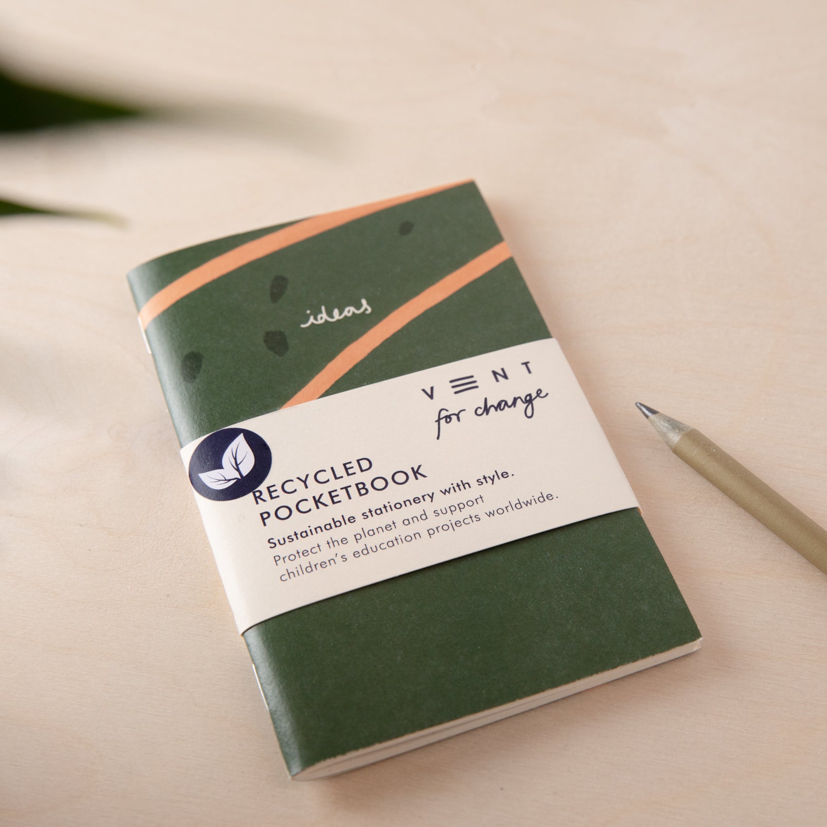 Recycled Mini Notebook & Bookmark - Green Lined - Pasoluna
