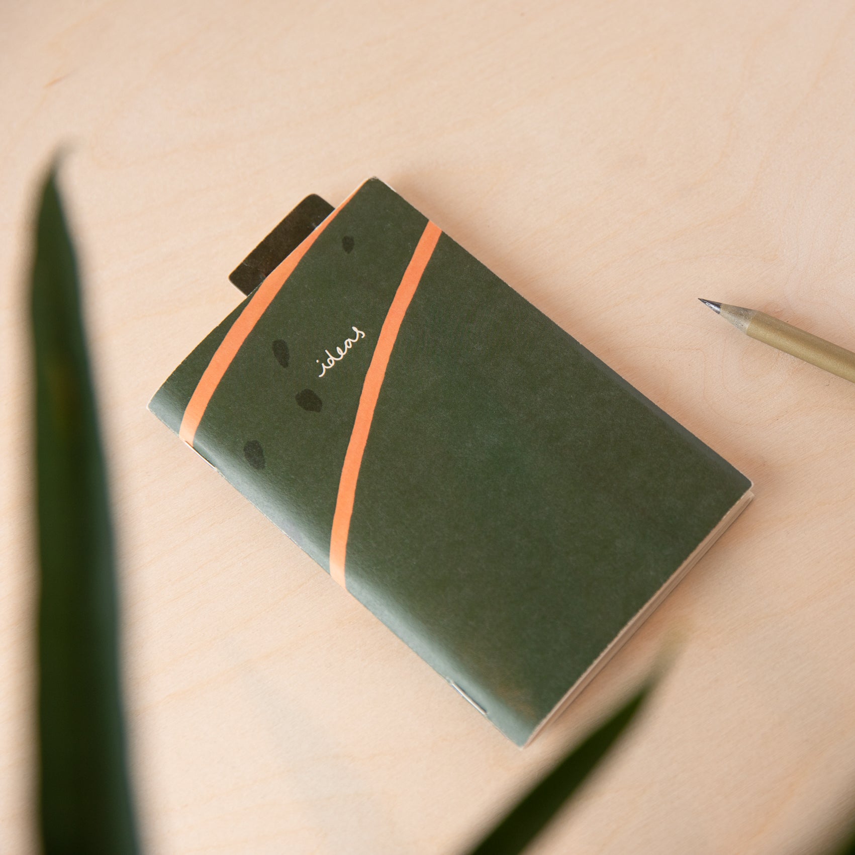 Recycled Mini Notebook & Bookmark - Green Lined - Pasoluna