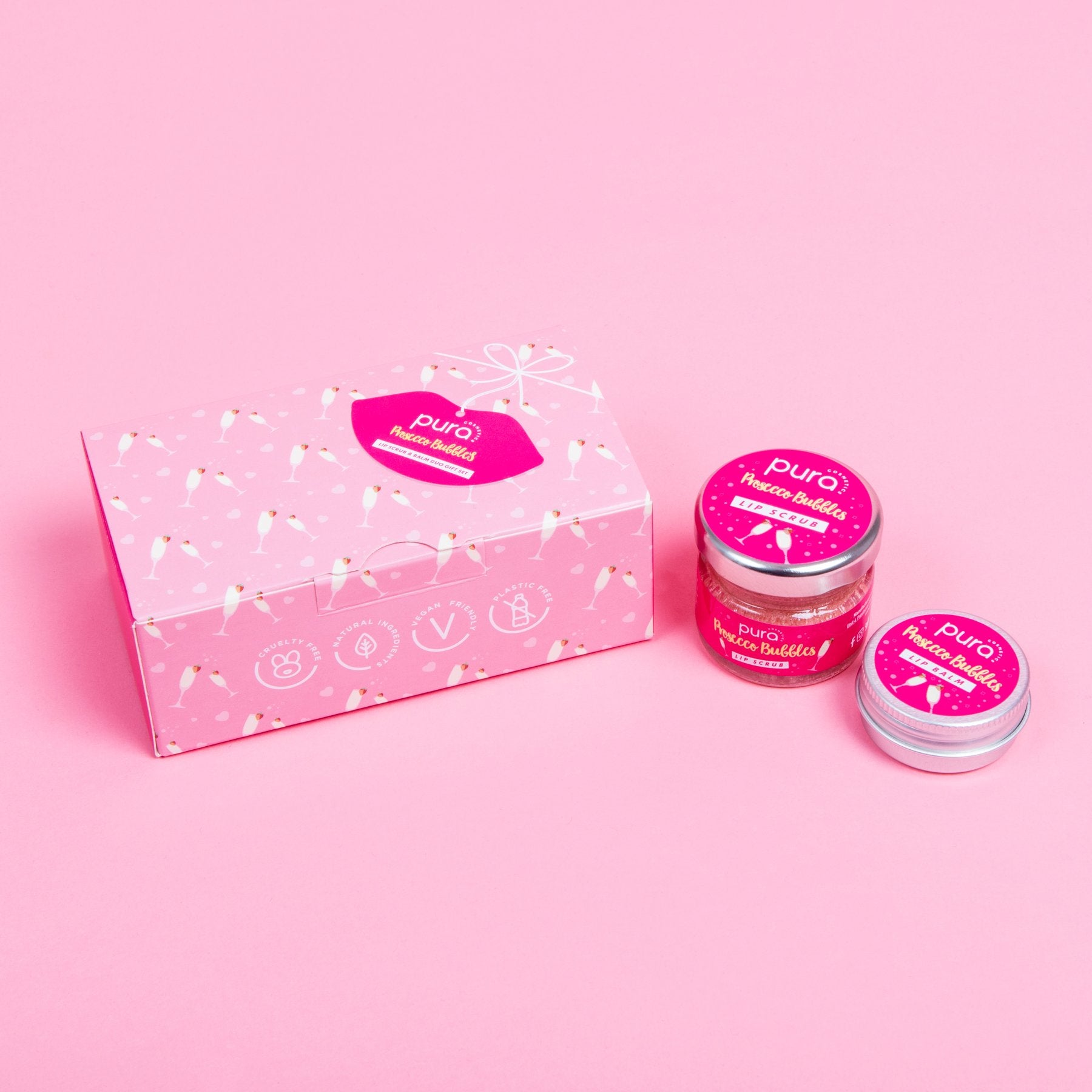Vegan Lip Care Gift Set - Prosecco Bubbles by Pura Cosmetics