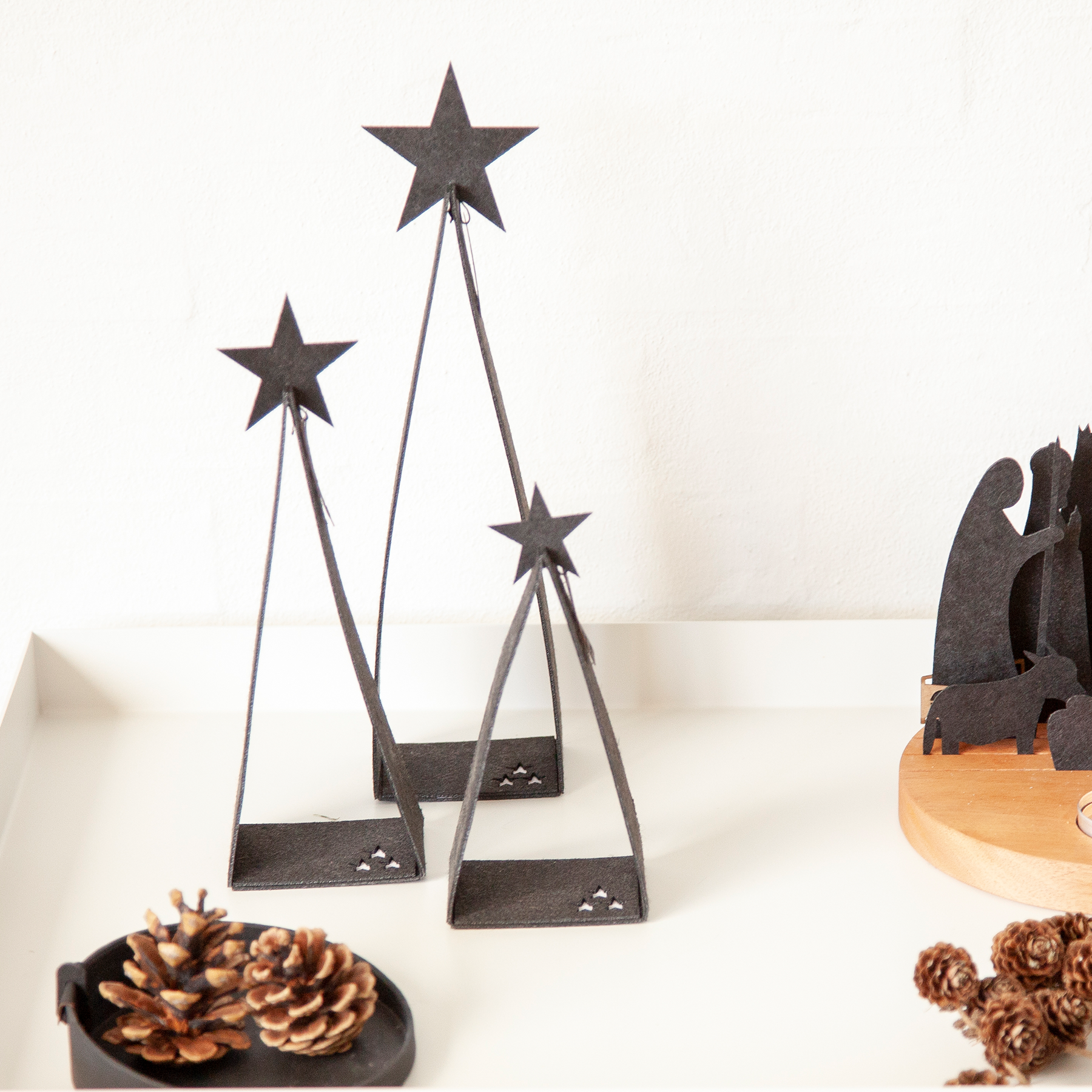 Set of 3 Eco Felt Christmas Trees by Oohh Collection - Pasoluna