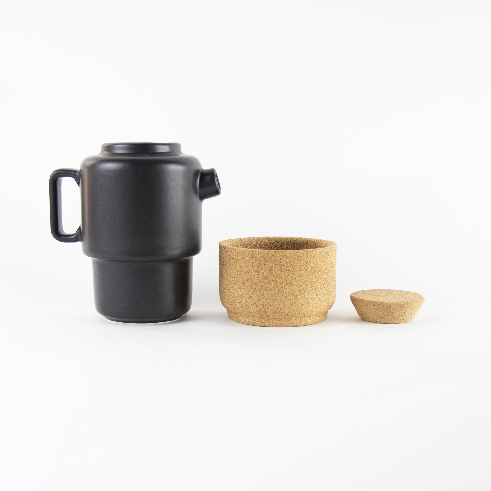 Cork base and lid removed from the teapot