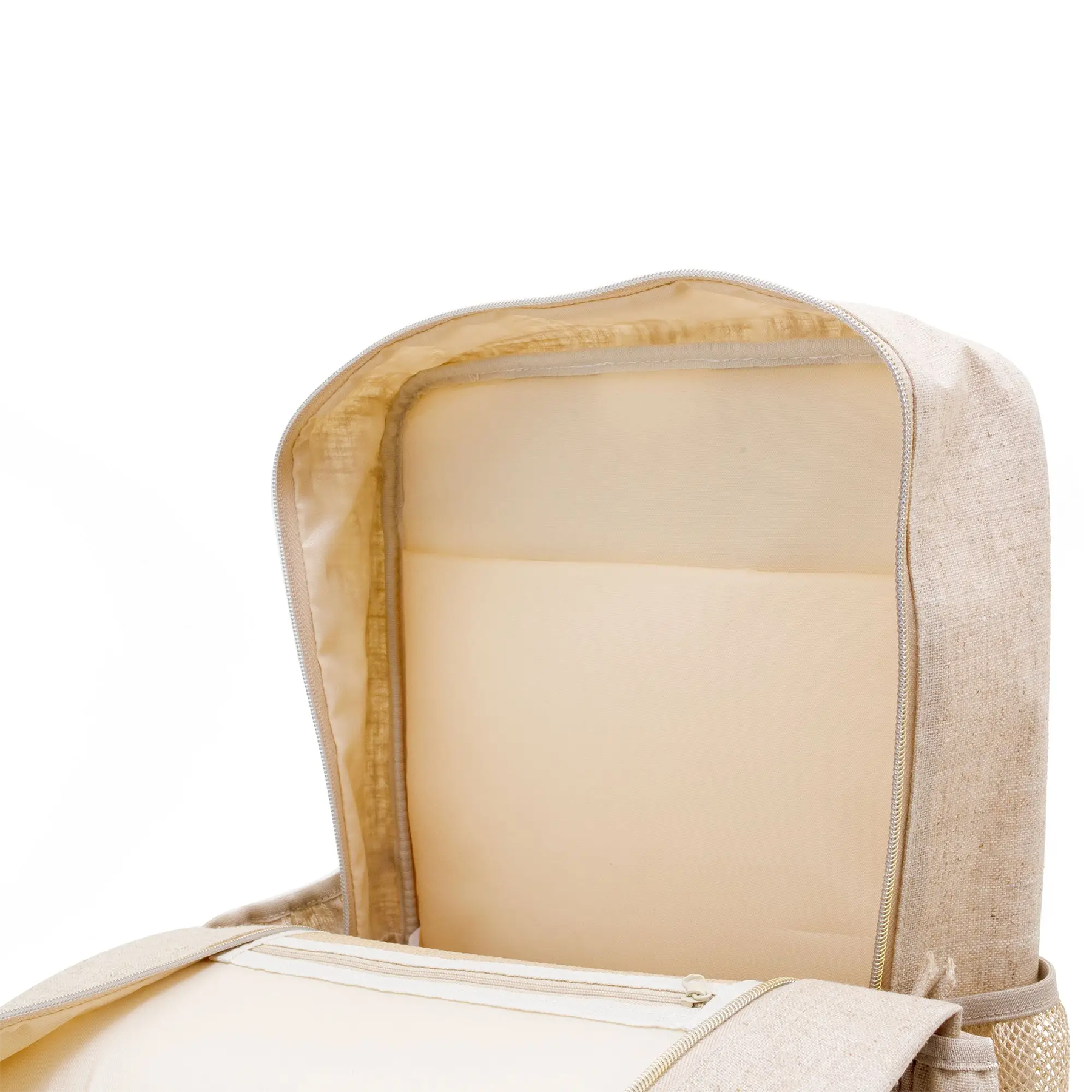 Interior of the backpack showing padded laptop sleeve