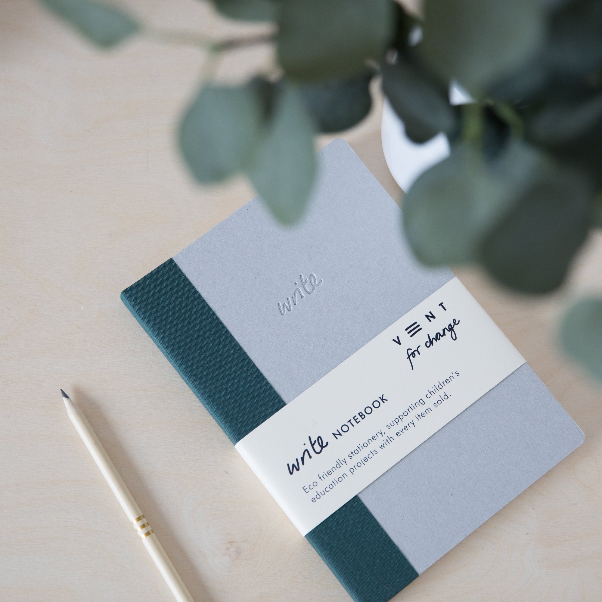 Recycled Hard Cover Notebook - Green Plain