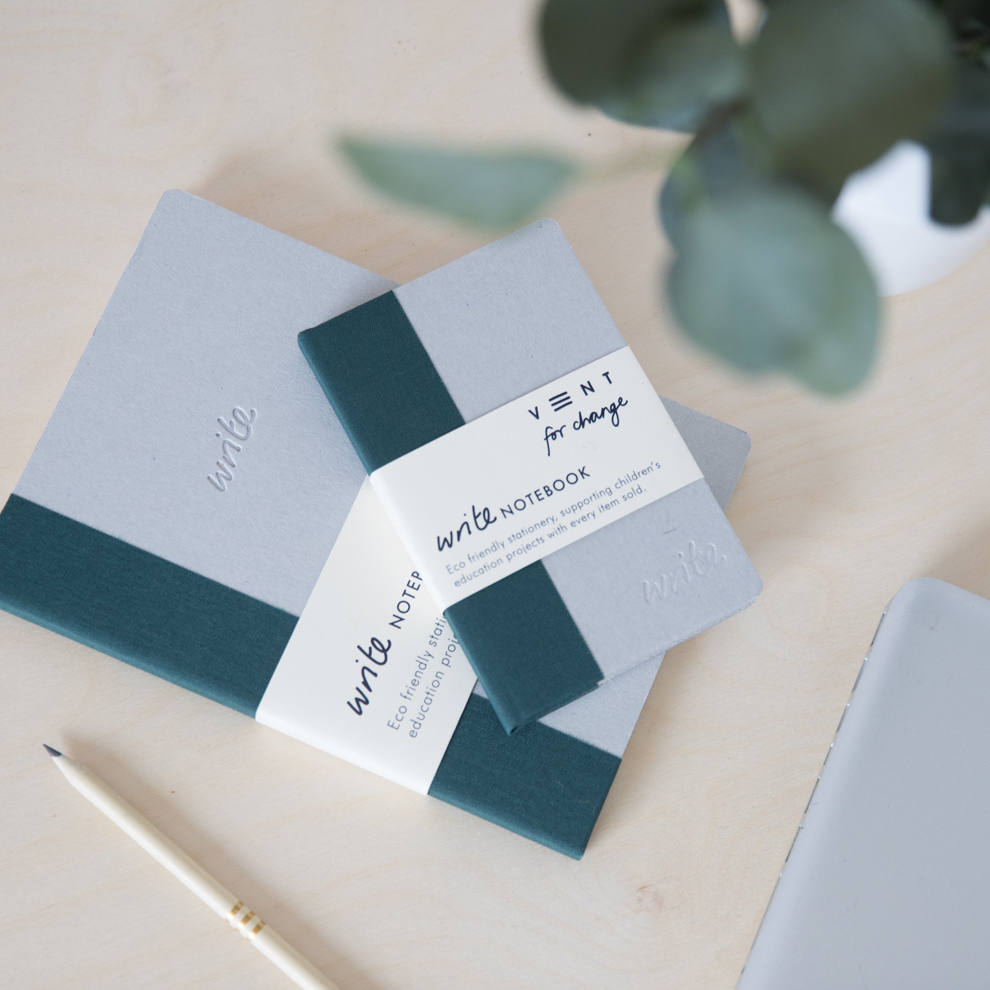 Recycled Hard Cover Mini Notebook - Green Plain