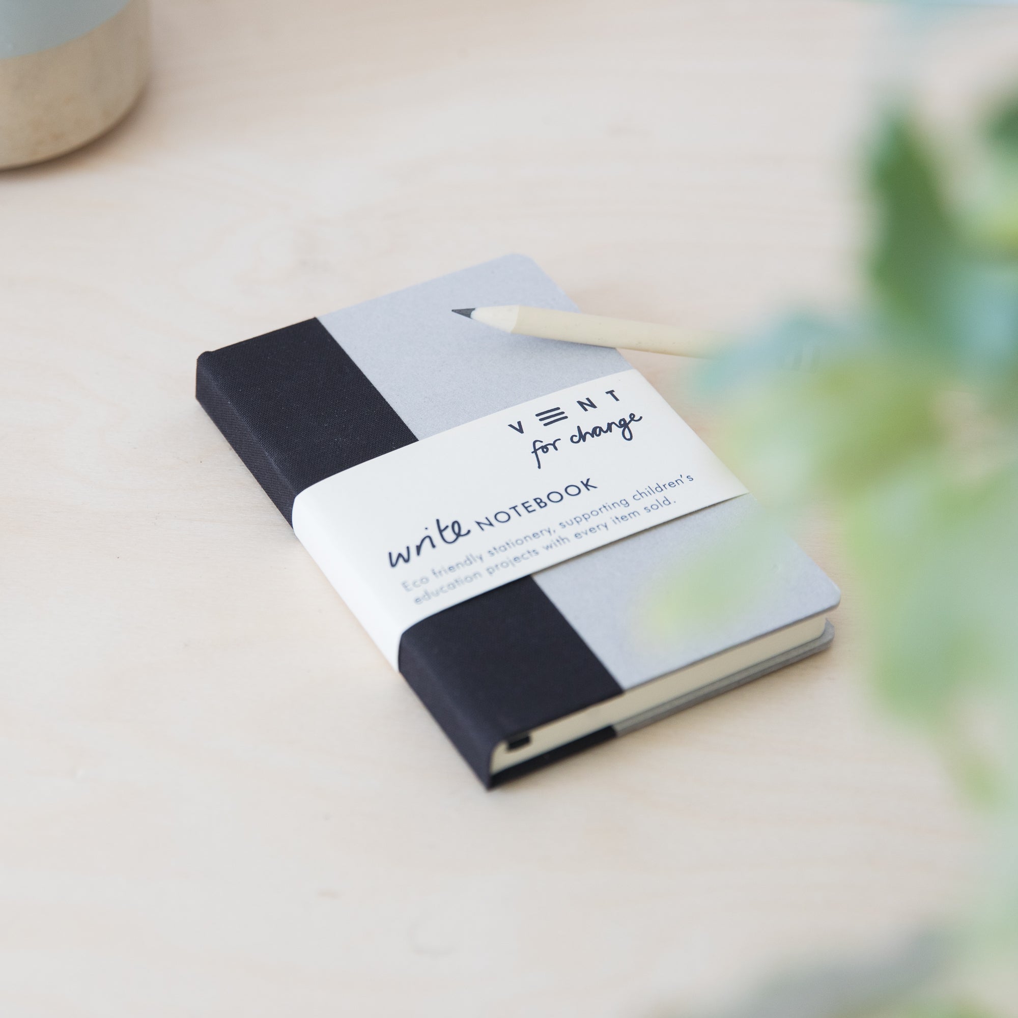 Recycled Hard Cover Mini Notebook - Black Lined