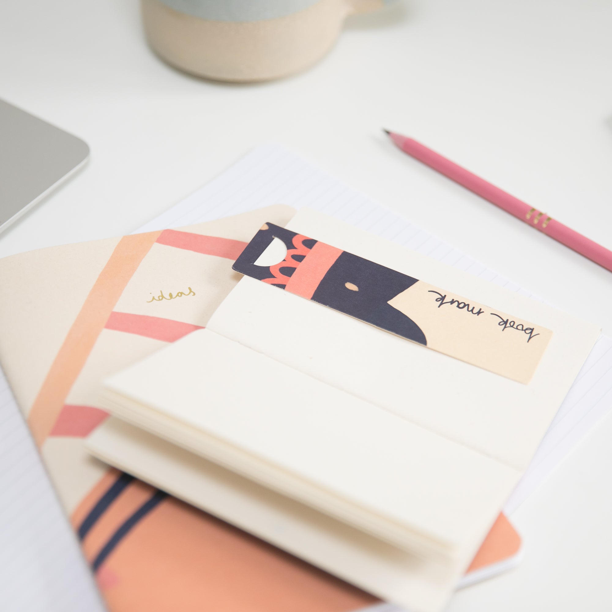 Recycled Mini Sketchbook & Bookmark - Pink Plain