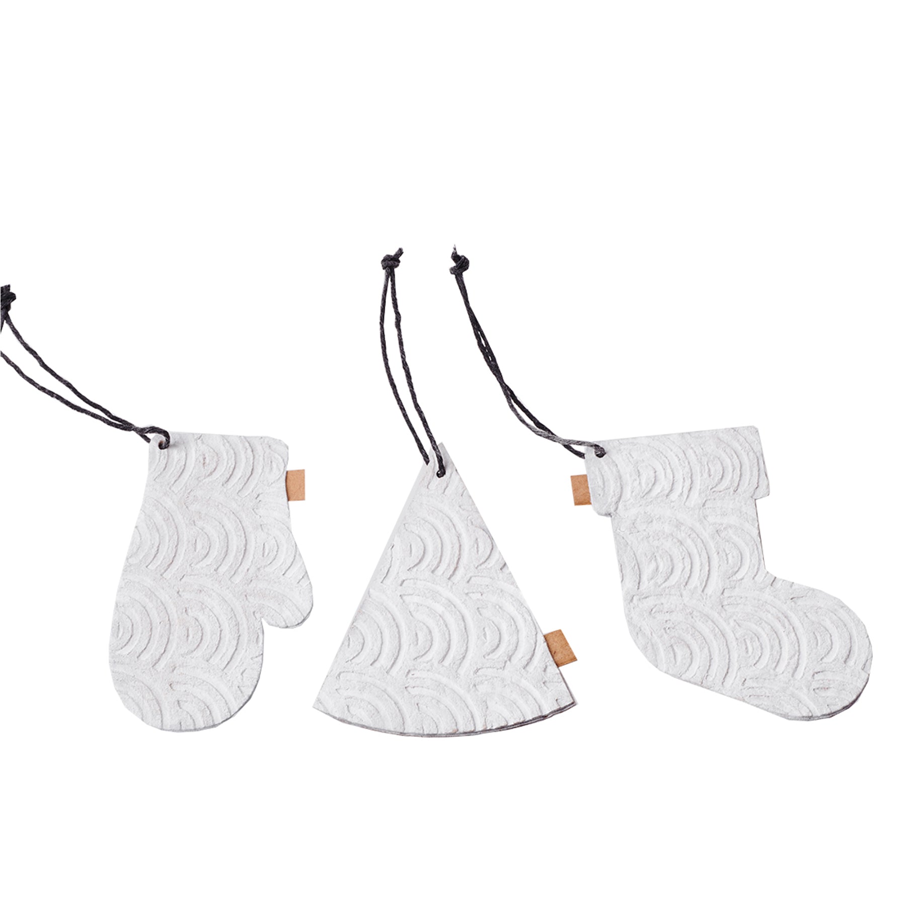 Set of 12 Zero Waste White Paper Christmas Decorations by Oohh Collection - Pasoluna