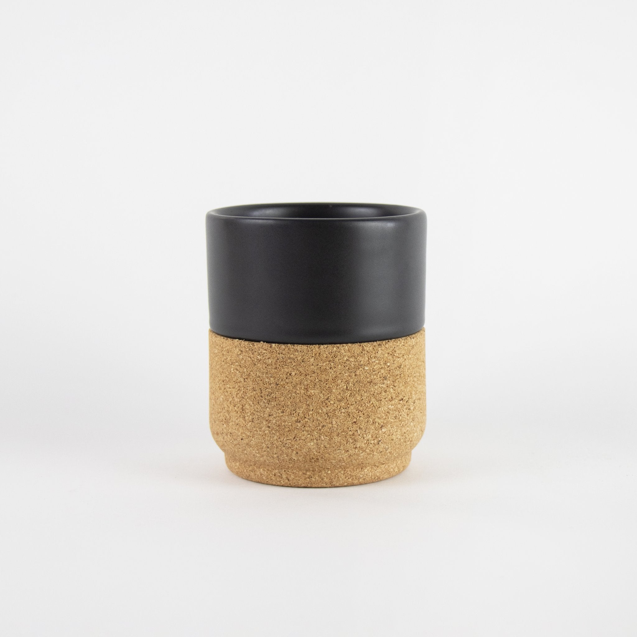 black handleless mug