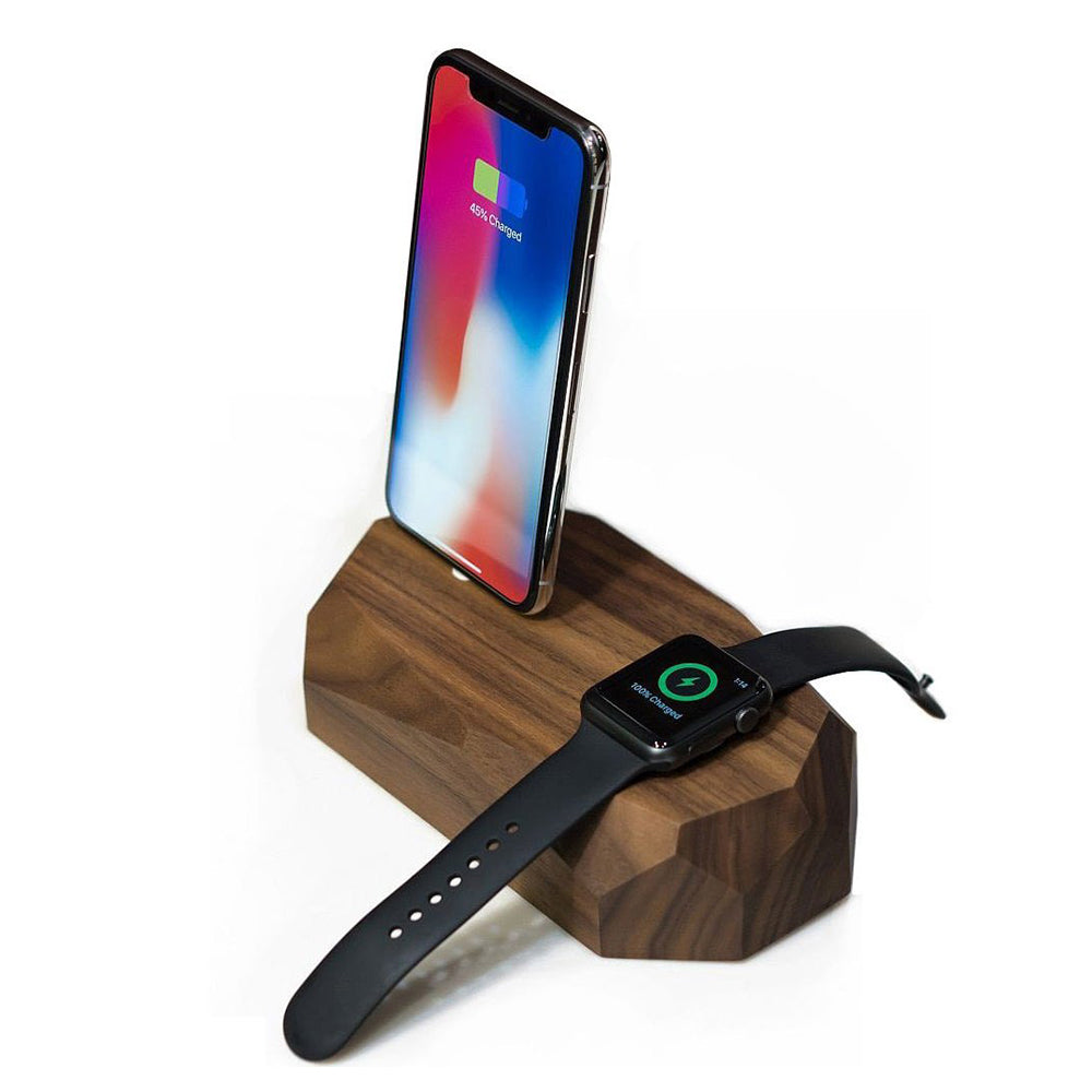 Walnut iPhone & Apple Watch Dock Charging Station by Oakywood - Pasoluna