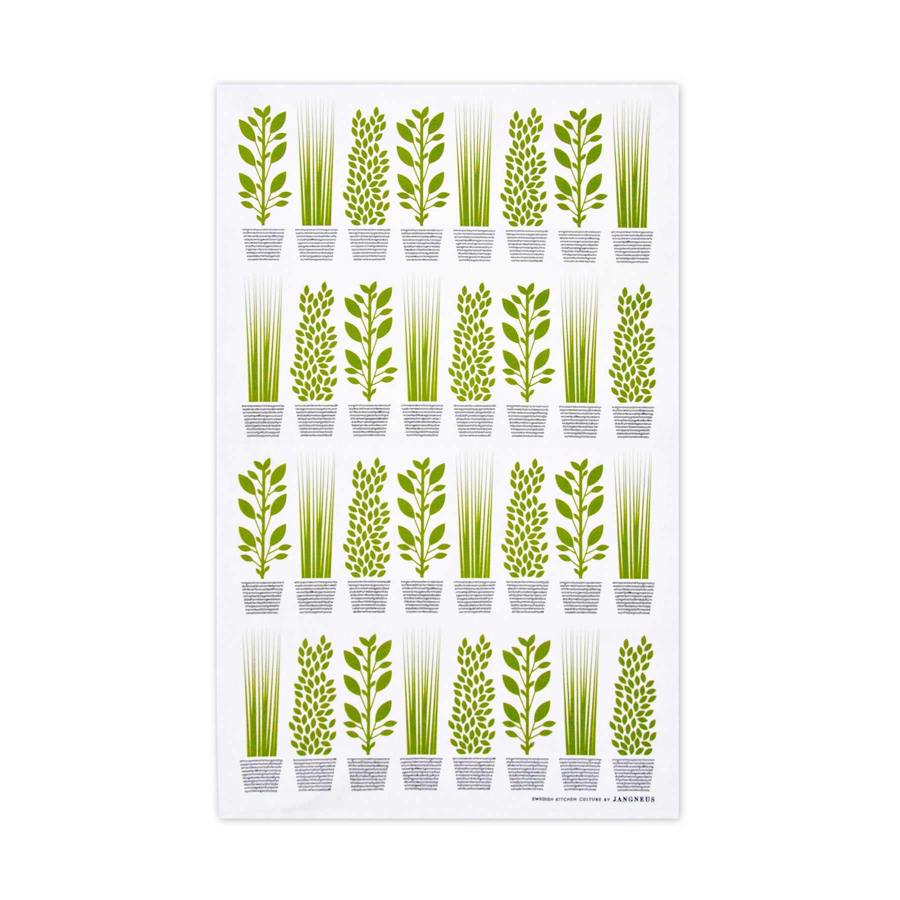 Cotton tea towel green herbs design