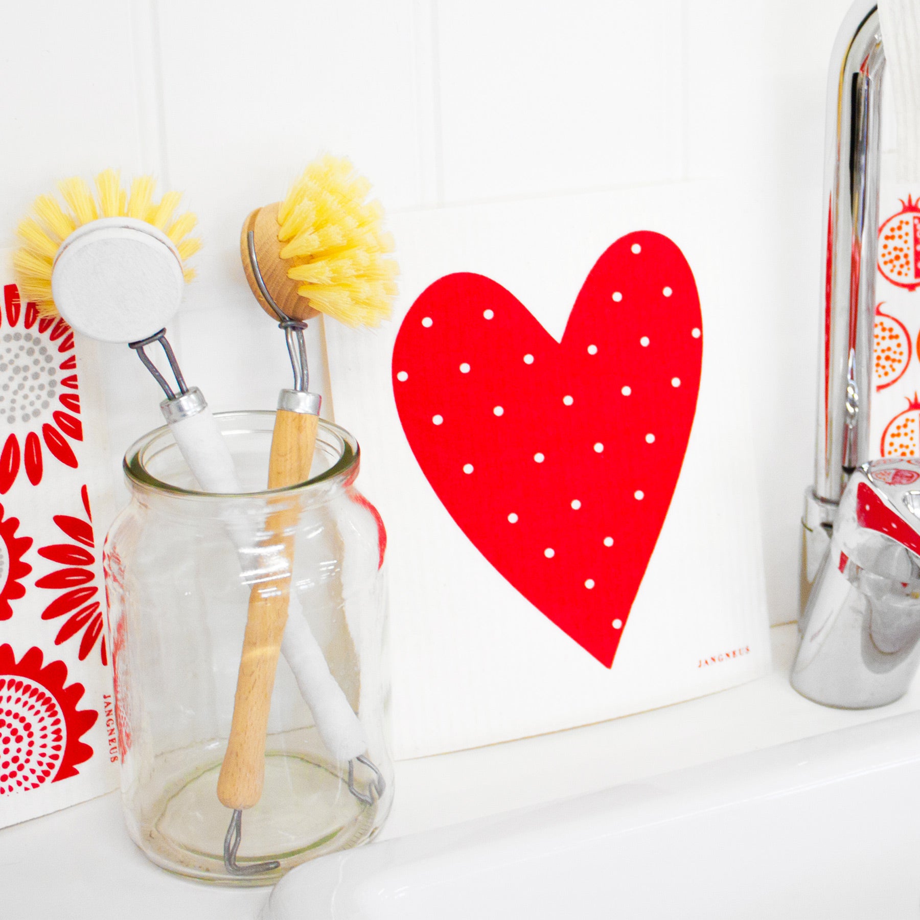 Compostable Swedish Dishcloth - Red Heart