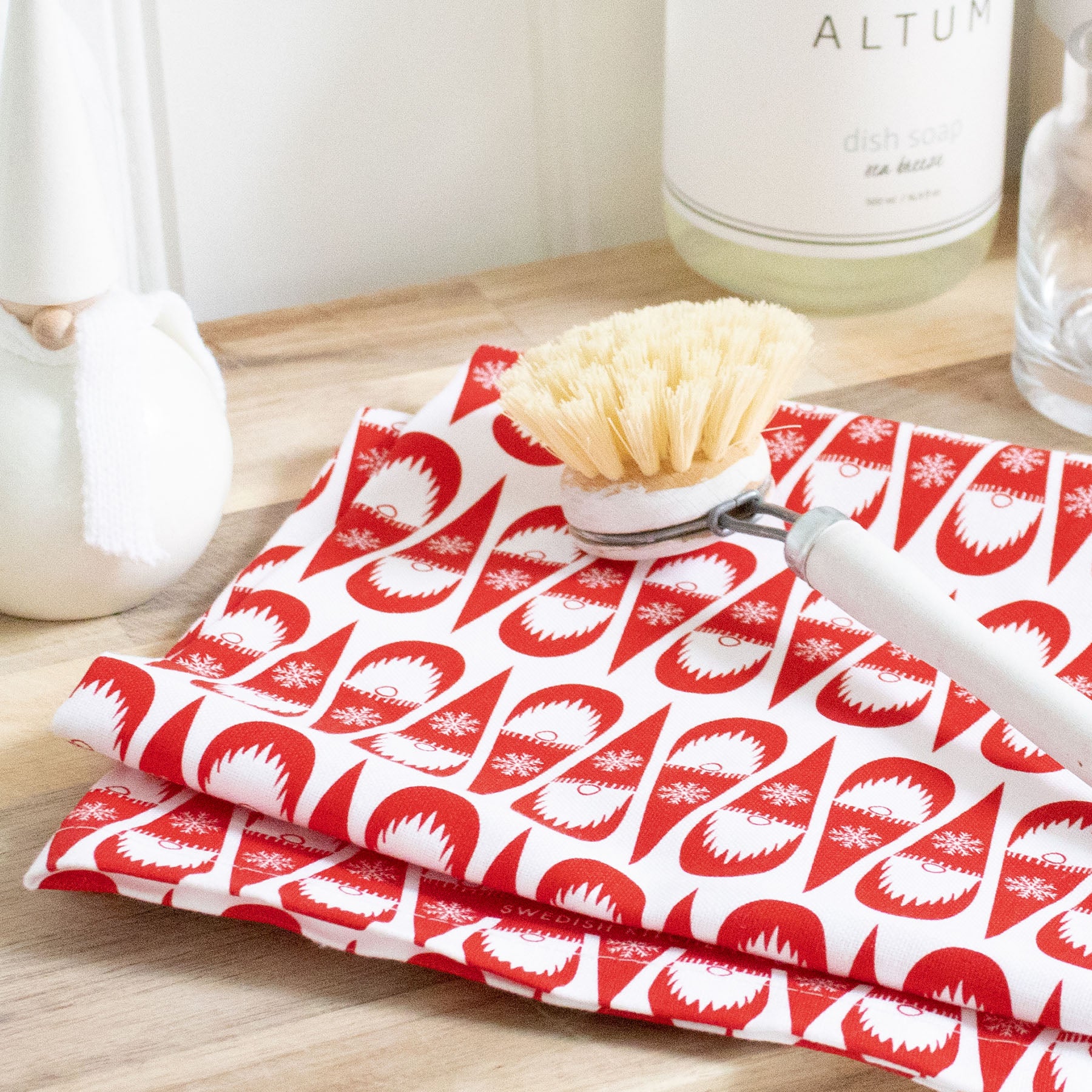 Cotton Tea Towel - Scandi Tomte Gnome