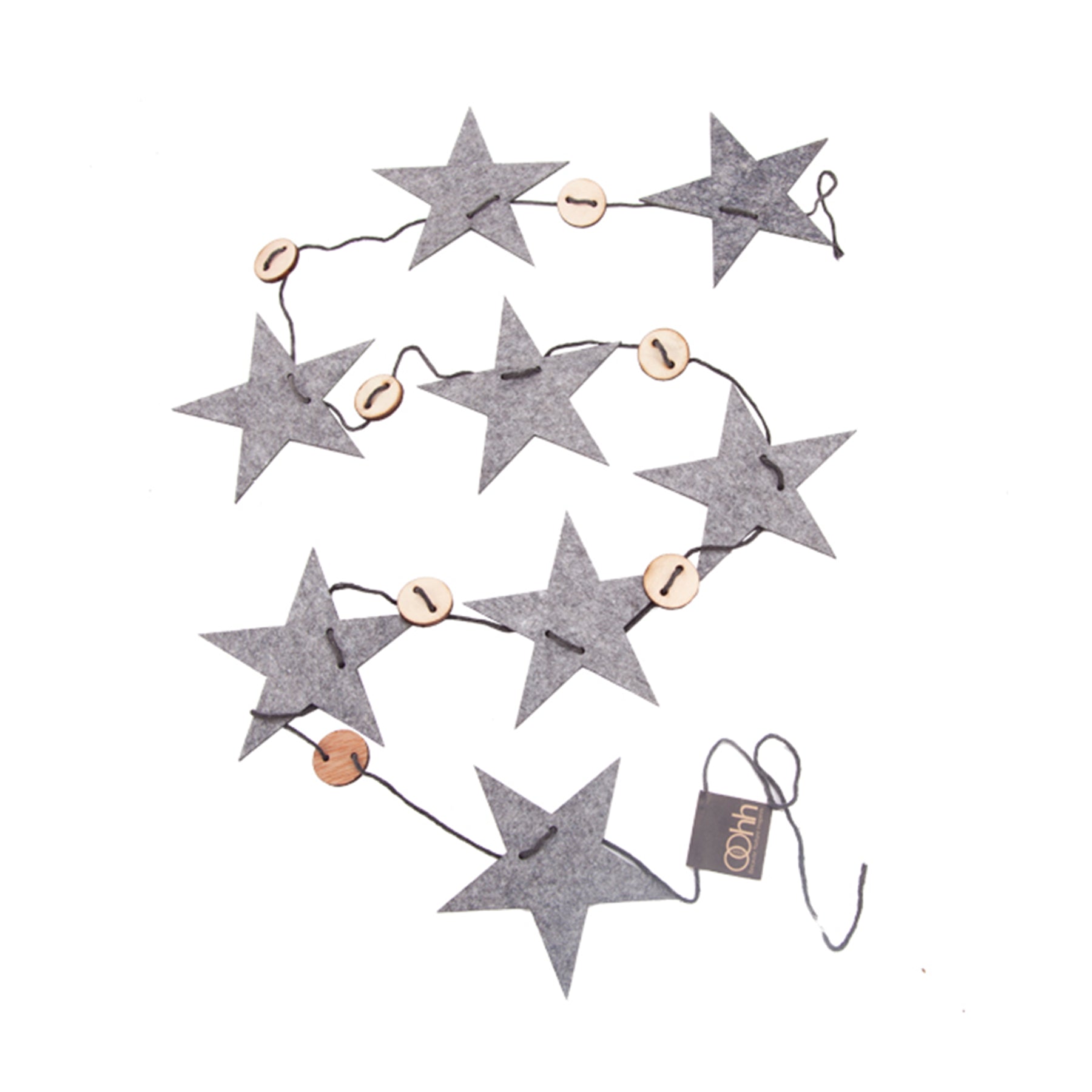 Grey Star Eco Felt Christmas Garland by Oohh Collection - Pasoluna
