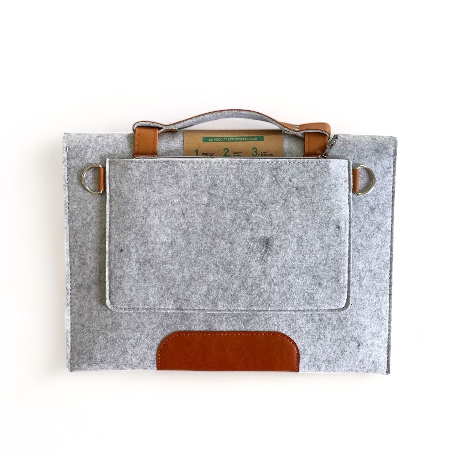 Satchel Style 13 Inch Recycled Laptop Sleeve in Light Grey by Sinki