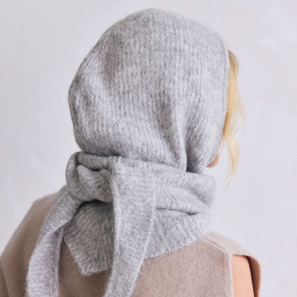 Grey Alpaca Hooded Scarf