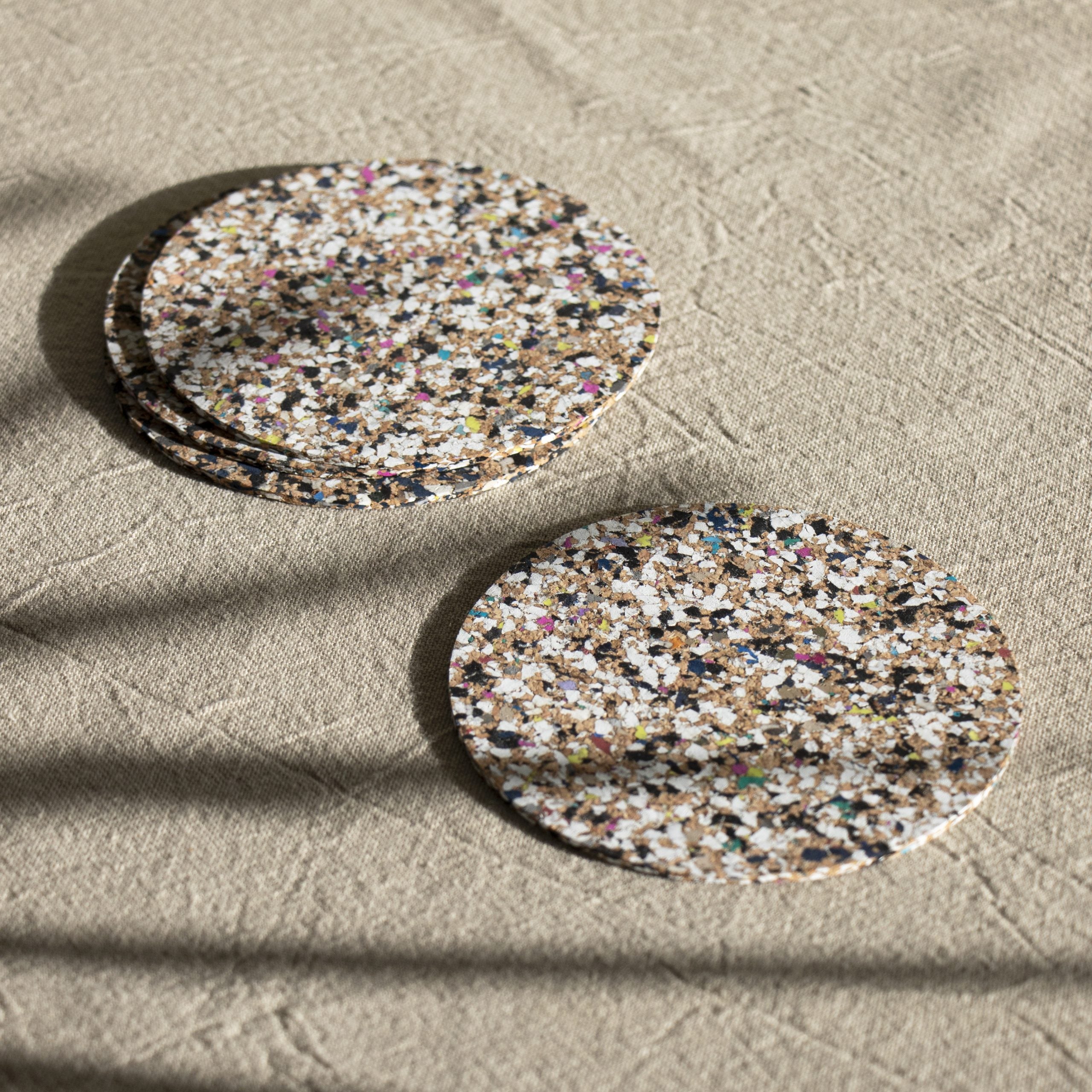 Beach Clean Set of 4 Round Recycled Cork Coasters by Liga