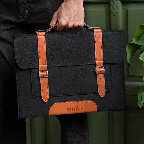 Satchel Style 13 Inch Recycled Laptop Sleeve in Black by Sinki