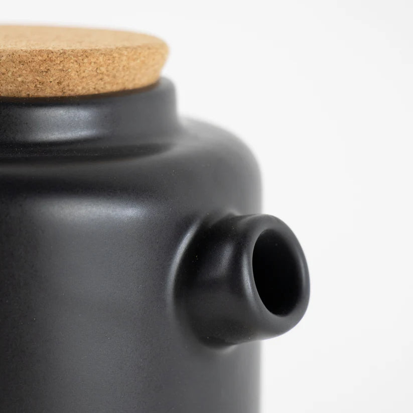 Matte Black Cork & Ceramic Teapot for 2 by Liga