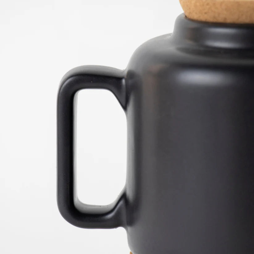 Matte Black Cork & Ceramic Teapot for 2 by Liga