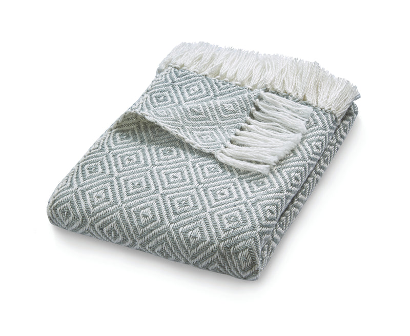 Diamond Woven Throw Made from Recycled Bottles - Sky Grey