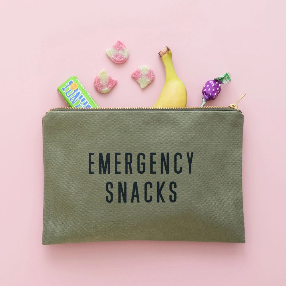 Emergency Snacks Canvas Zip Pouch – 2 Colours