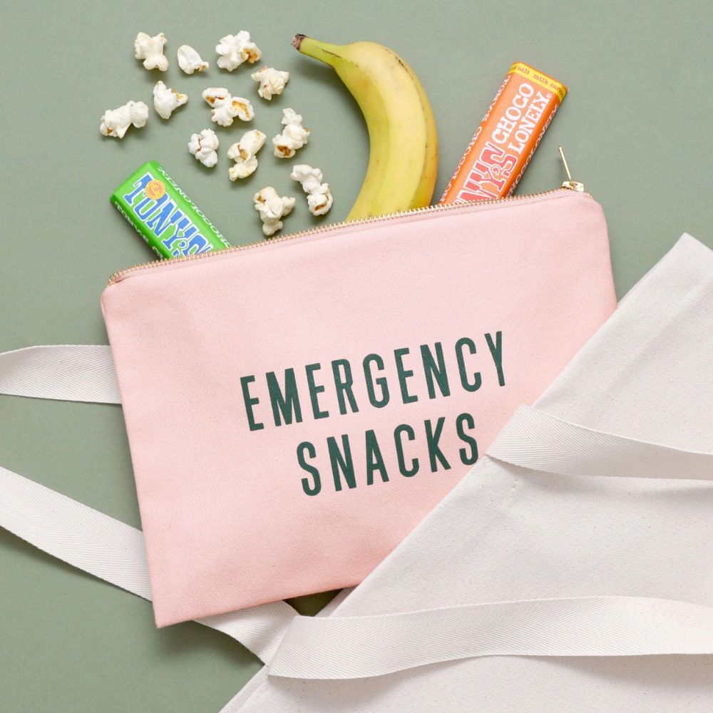Emergency Snacks Canvas Zip Pouch – 2 Colours