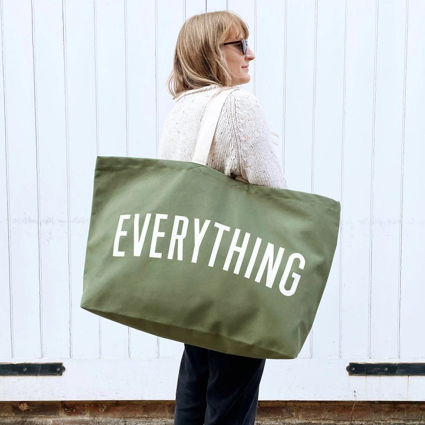 Olive Green Oversized Tote Bag - Everything - By Alphabet Bags