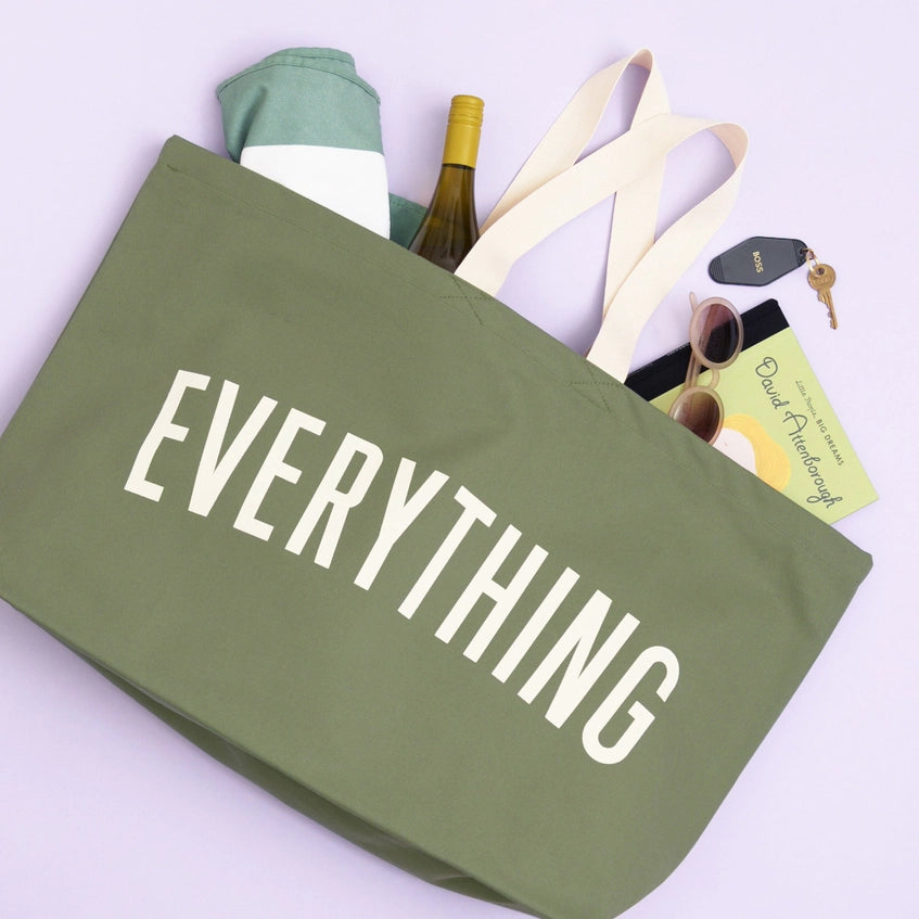 Olive Green Oversized Tote Bag - Everything - By Alphabet Bags