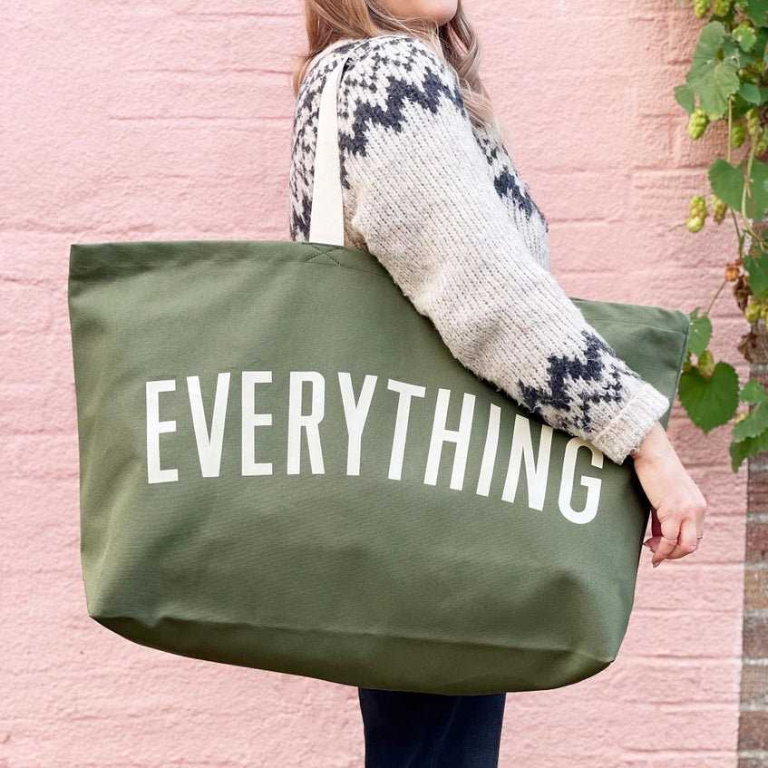 Olive Green Oversized Tote Bag - Everything - By Alphabet Bags