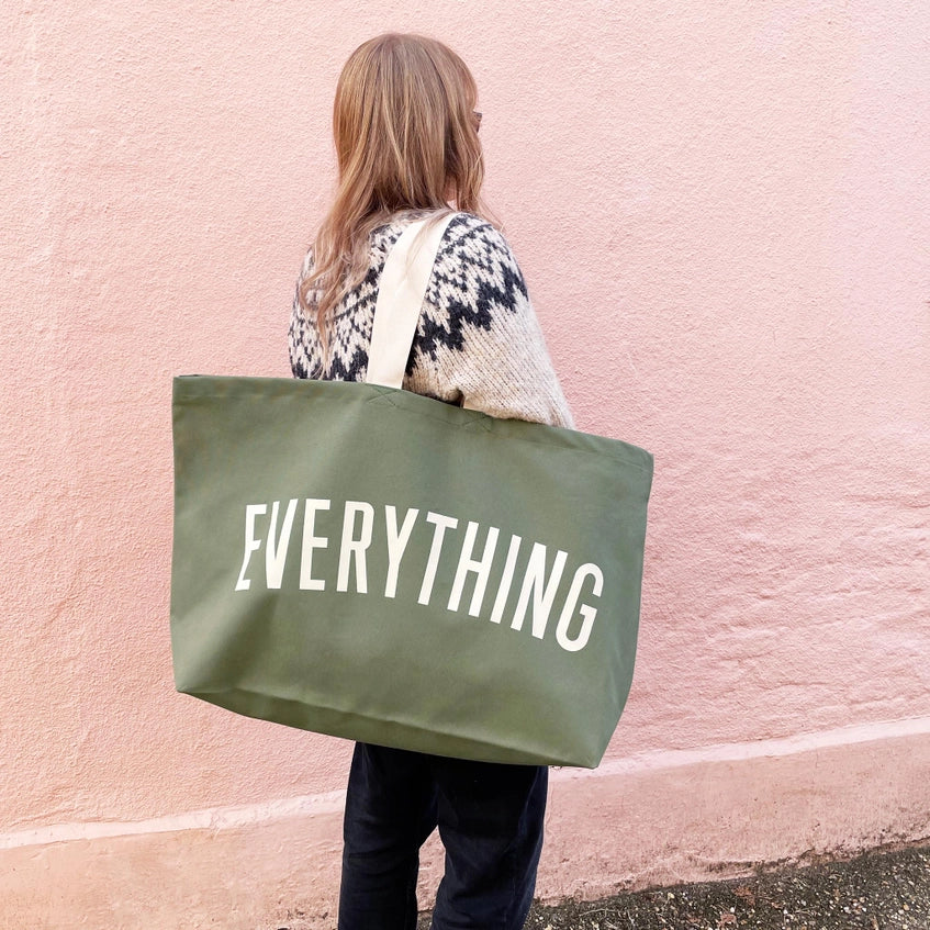 Olive Green Oversized Tote Bag - Everything - By Alphabet Bags