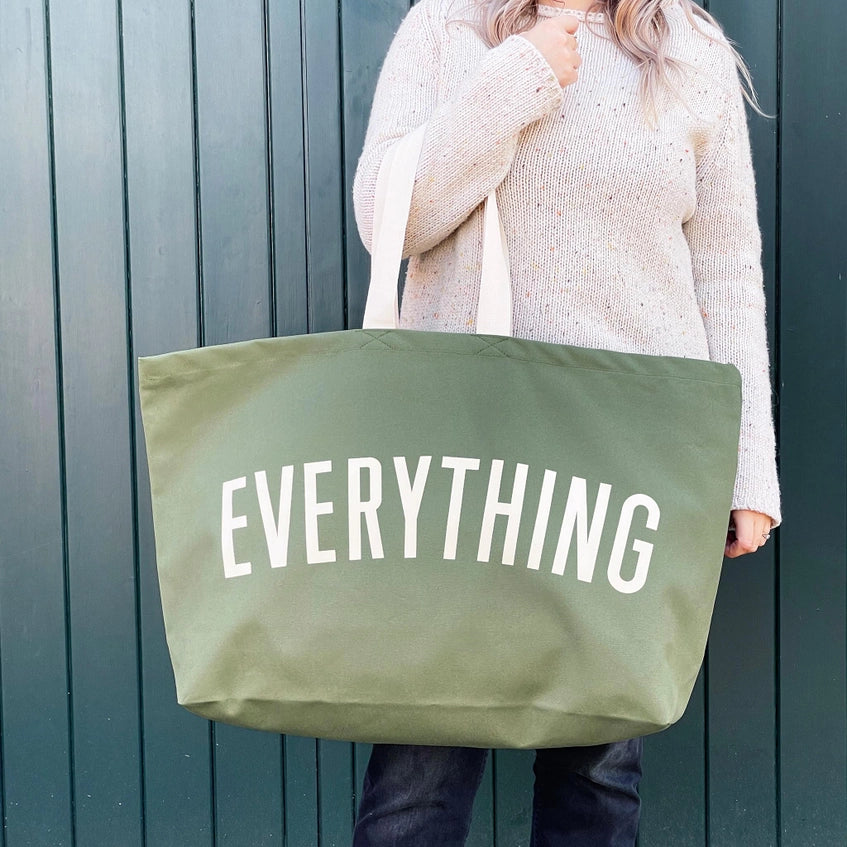 Olive Green Oversized Tote Bag - Everything - By Alphabet Bags