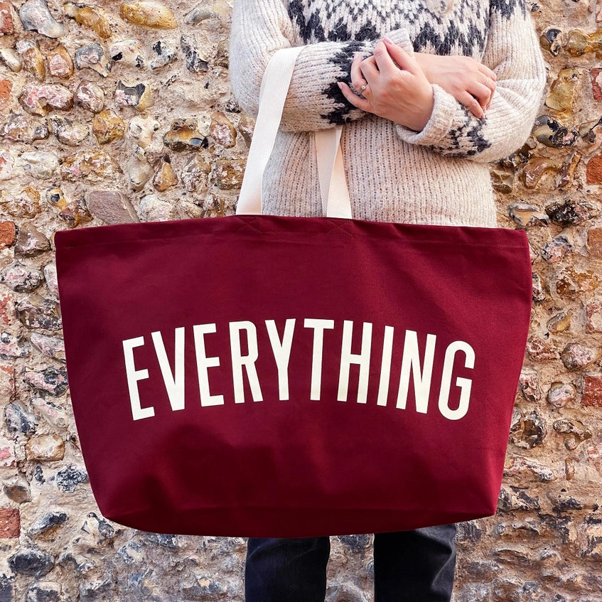 Burgundy Red Oversized Tote Bag - Everything - By Alphabet Bags