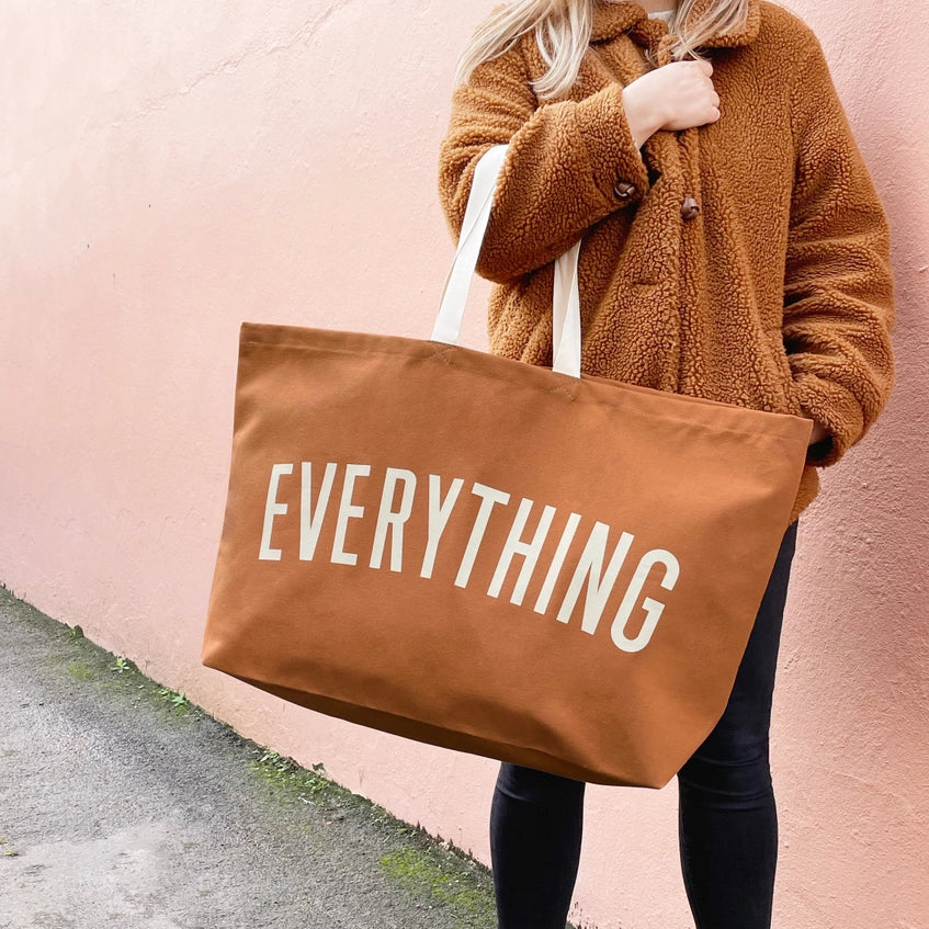 Tan Brown Oversized Tote Bag - Everything - By Alphabet Bags