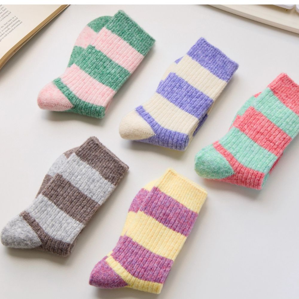 Soft Striped Cashmere Blend Socks – 4 Colours