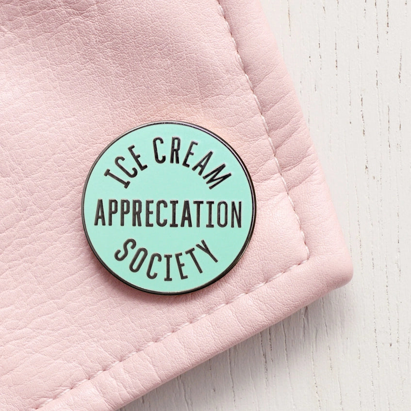 Ice Cream Appreciation Society Enamel Pin Badge by Alphabet Bags