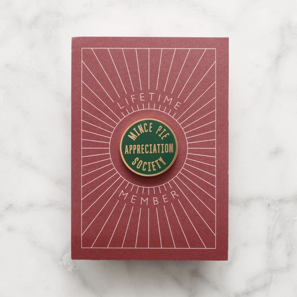 Mince Pie Appreciation Society Enamel Pin Badge - Green - by Alphabet Bags